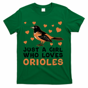 Just A Girl Who Loves Orioles Birds Oriole Lovers T-Shirt - Green