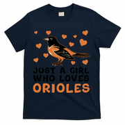 Just A Girl Who Loves Orioles Birds Oriole Lovers T-Shirt - Navy