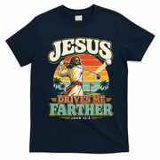 Jesus Drives Me Farther Golf Christian Golfer T-Shirt - Navy Blue