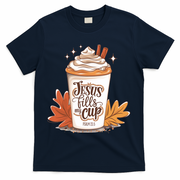 Jesus Fills My Cup Autumn Christian T-Shirt - Navy