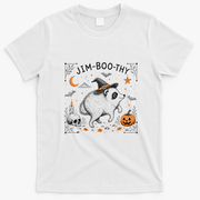Jim-Boo-thy Halloween Raccoon Jimothy Witch T-Shirt - White