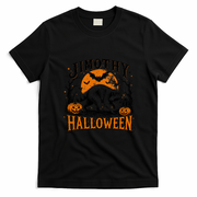 Jimothy Halloween Raccoon Moon Bats Pumpkin Scene T-Shirt - Black