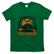 Jimothy Halloween Raccoon Moon Bats Pumpkin Scene T-Shirt - Irish Green