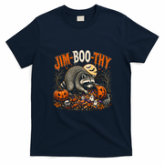 Jim-Boo-Thy Halloween Raccoon Jimothy Funny T-Shirt - Navy Blue