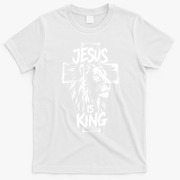 Jesus Is King Iron Sharpens Iron Christian Bible Quote Front & Back T-Shirt - White