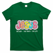 Jesus Is The Way The Truth The Life Christian Dalmatian Dots Gift T-Shirt - Irish Green
