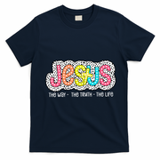 Jesus Is The Way The Truth The Life Christian Dalmatian Dots Gift T-Shirt - Navy Blue