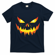 Jack O Lantern Face Pumpkin Scary Halloween Costume Funny T-Shirt - Navy Blue