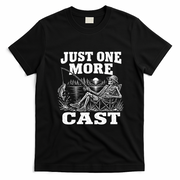 Just One More Cast Funny Skeleton Fishing T-Shirt - Black