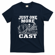 Just One More Cast Funny Skeleton Fishing T-Shirt - Navy Blue