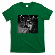 Jimothy Raccoon Drinking Ice Coffee Funny Animal Art T-Shirt - Irish Green
