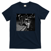Jimothy Raccoon Drinking Ice Coffee Funny Animal Art T-Shirt - Navy Blue