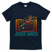 Jesus Saves Soccer Goalkeeper T-Shirt - Navy Blue