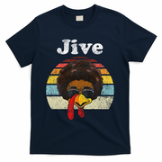 Jive Thanksgiving Turkey Day Funny Face Vintage Retro Style T-Shirt - Navy