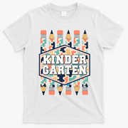 Kindergarten Camouflage Pencils Teachers Students Back To School T-Shirt - White