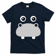 Kawaii Hippo Face Easy Halloween Costume T-Shirt - Navy Blue