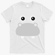 Kawaii Hippo Face Easy Halloween Costume T-Shirt - White