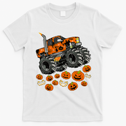 Kids Jack O Lantern Pumpkin Monster Truck Halloween Costume T-Shirt - White