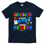 Kindergarten Level Begins Gaming Gamer Cute Back To School T-Shirt - Navy Blue