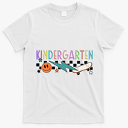Kindergarten Retro Skateboard Smiley Face Back To School Gift T-Shirt - White