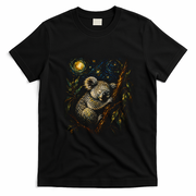 Koala Sleeping Under Starry Night Sky T-Shirt - Black