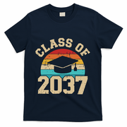 Kindergarten To Graduation Class Of 2037 Grow With Me T-Shirt - Navy