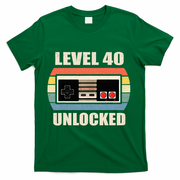 Level 40 Unlocked Video Gamer 40th Birthday Gifts Tea T-Shirt - Green