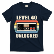 Level 40 Unlocked Video Gamer 40th Birthday Gifts Tea T-Shirt - Navy