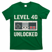 Level 40 Unlocked Video Gamer 40th Birthday Gift T-Shirt - Green