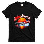 Lake America Boating Adventure Sunset T-Shirt - Black