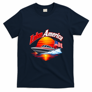 Lake America Boating Adventure Sunset T-Shirt - Navy Blue