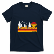 Lake America Est 2026 Retro Sunset  T-Shirt - Navy Blue