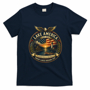 Lake America Great Lakes Vintage USA T-Shirt - Navy Blue