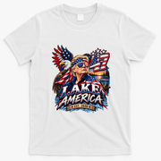 Lake America Ontario TRUMP 47 PATRIOTIC USA T-Shirt - White