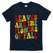 Leaves Are The Flowers Of Fall Retro T-Shirt - Navy
