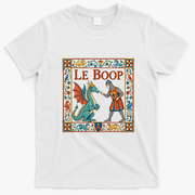 Le Boop Medieval Knight Dragon Fantasy T-Shirt - White