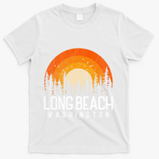 Long Beach Washington Wa Cute Gift Retro 70s 80s Vintage Gift T-Shirt - White