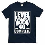 Level 40 Complete Video Gamer 40th Birthday T-Shirt - Navy