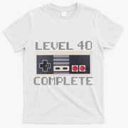 Level 40 Complete Retro Gamer 40th Birthday T-Shirt - White