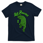 Les Fauves Vintage Leopard  T-Shirt - Navy