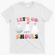 Lets Go Ghouls Cute Halloween Girl Squad T-Shirt - White