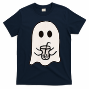 Little Ghost Ice Coffee Happy Halloween T-Shirt - Navy Blue