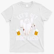 Lets Get Sheet Faced Boo Beer Halloween T-Shirt - White