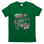 Life Is A Party Funny Raccoon Retro T-Shirt - Irish Green