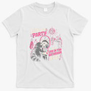 Life Is A Party Funny Raccoon Retro T-Shirt - White
