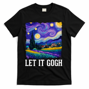 Let It Gogh Funny Art Starry Night T-Shirt - Black