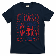 Loves Jesus And America Too T-Shirt - Navy