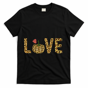 Love Leopard Pumpkin Autumn Design T-Shirt - Black