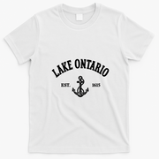 Lake Ontario EST 1615 Canada Retro Anchor Souvenir T-Shirt - White
