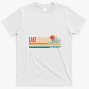 Lake Ontario EST 1641 Retro Landscape Sailboat T-Shirt - White